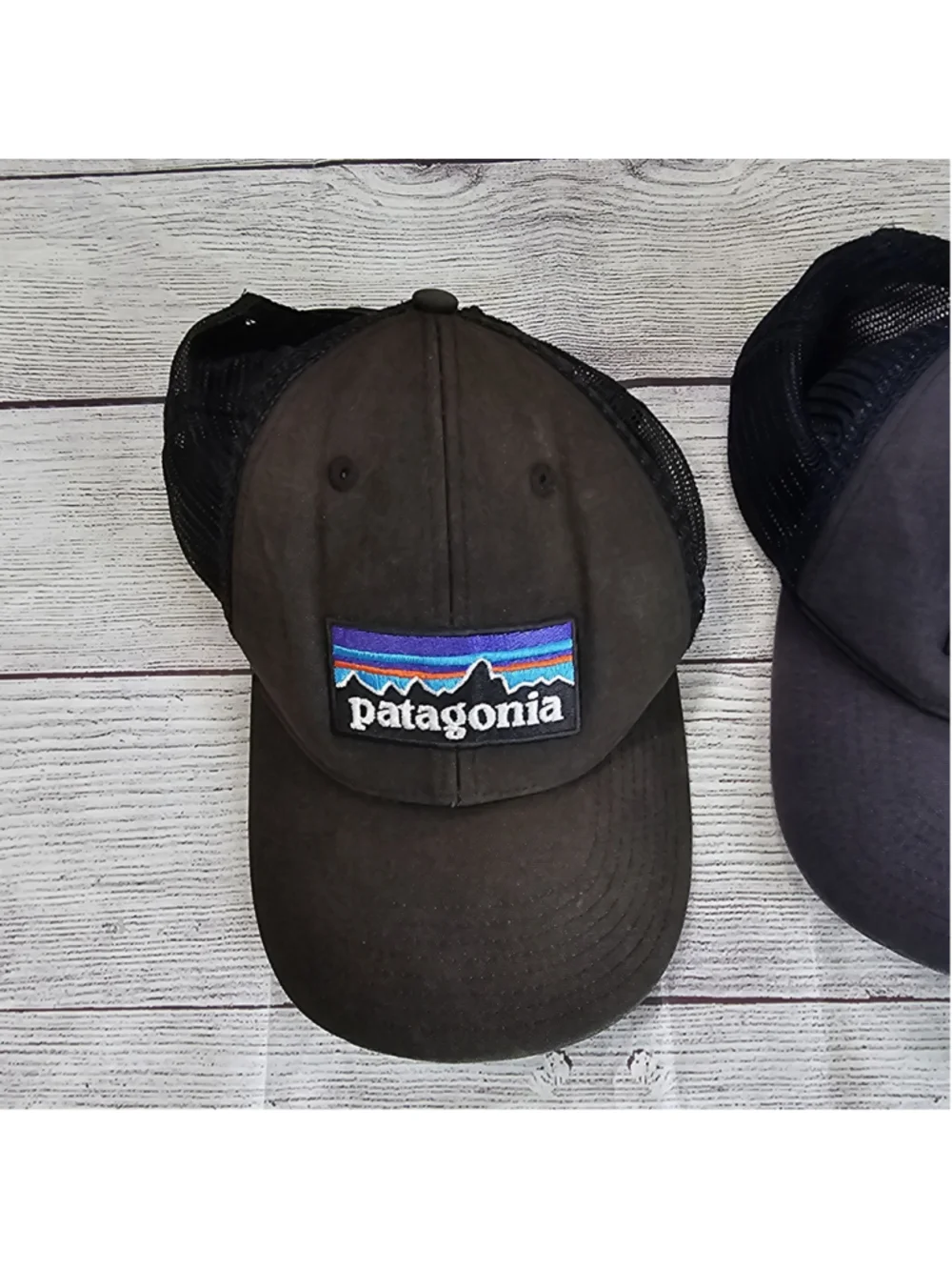 Patagonia ball cap bundle, snapback, mesh baseball hats, black and blue